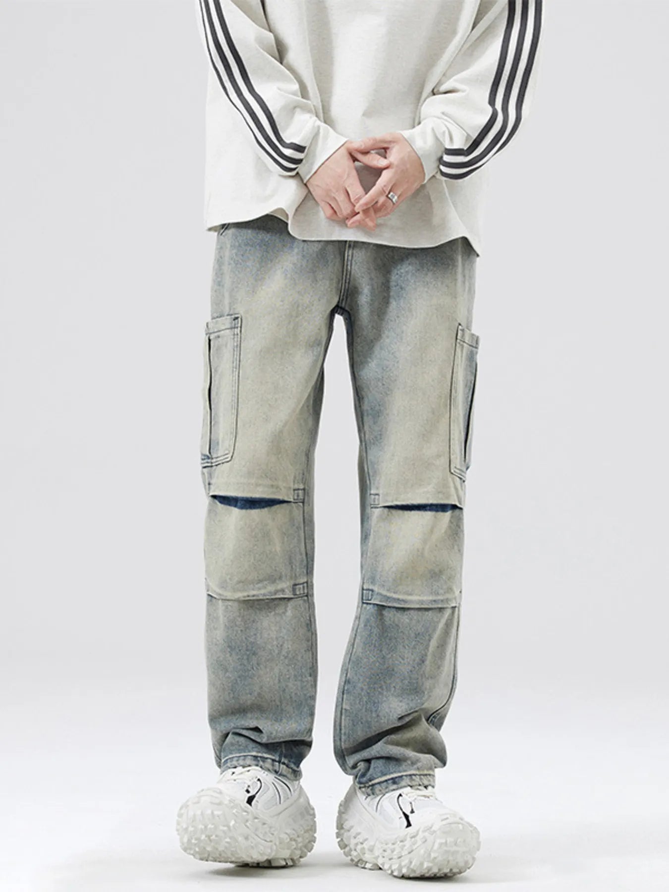 Men's Full Size Distressed Cargo Jeans Plus Size - PBNJ FASHIONS