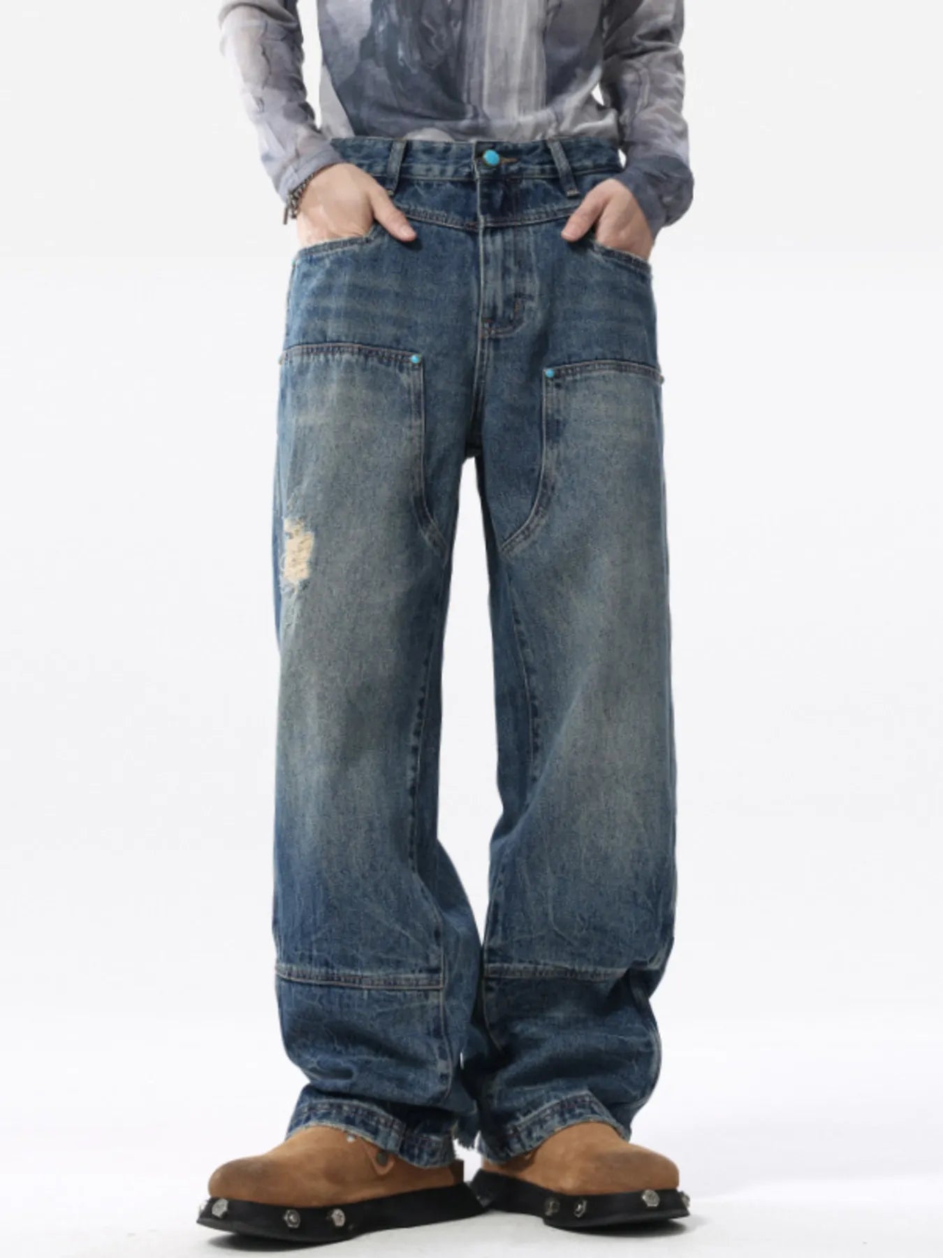 Men's Full Size Distressed Wide Leg Jeans Plus Size - PBNJ FASHIONS