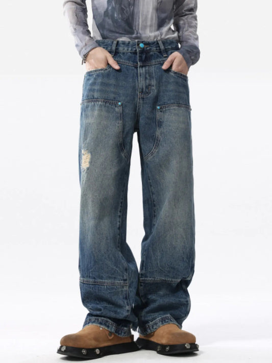 Men's Full Size Distressed Wide Leg Jeans Plus Size - PBNJ FASHIONS