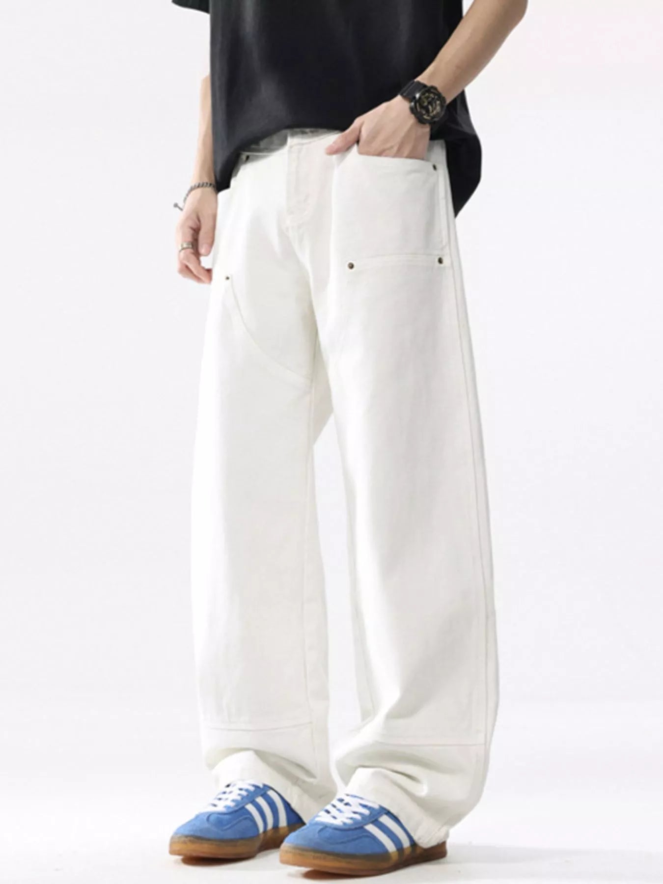 Men's Full Size Distressed Wide Leg Jeans Plus Size - PBNJ FASHIONS