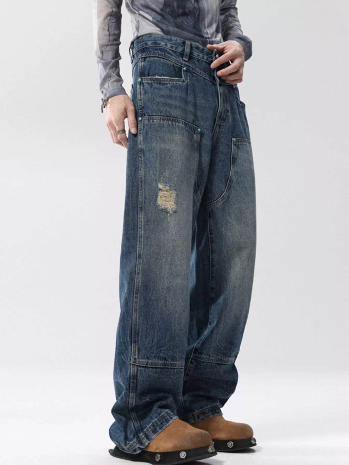 Men's Full Size Distressed Wide Leg Jeans Plus Size - PBNJ FASHIONS