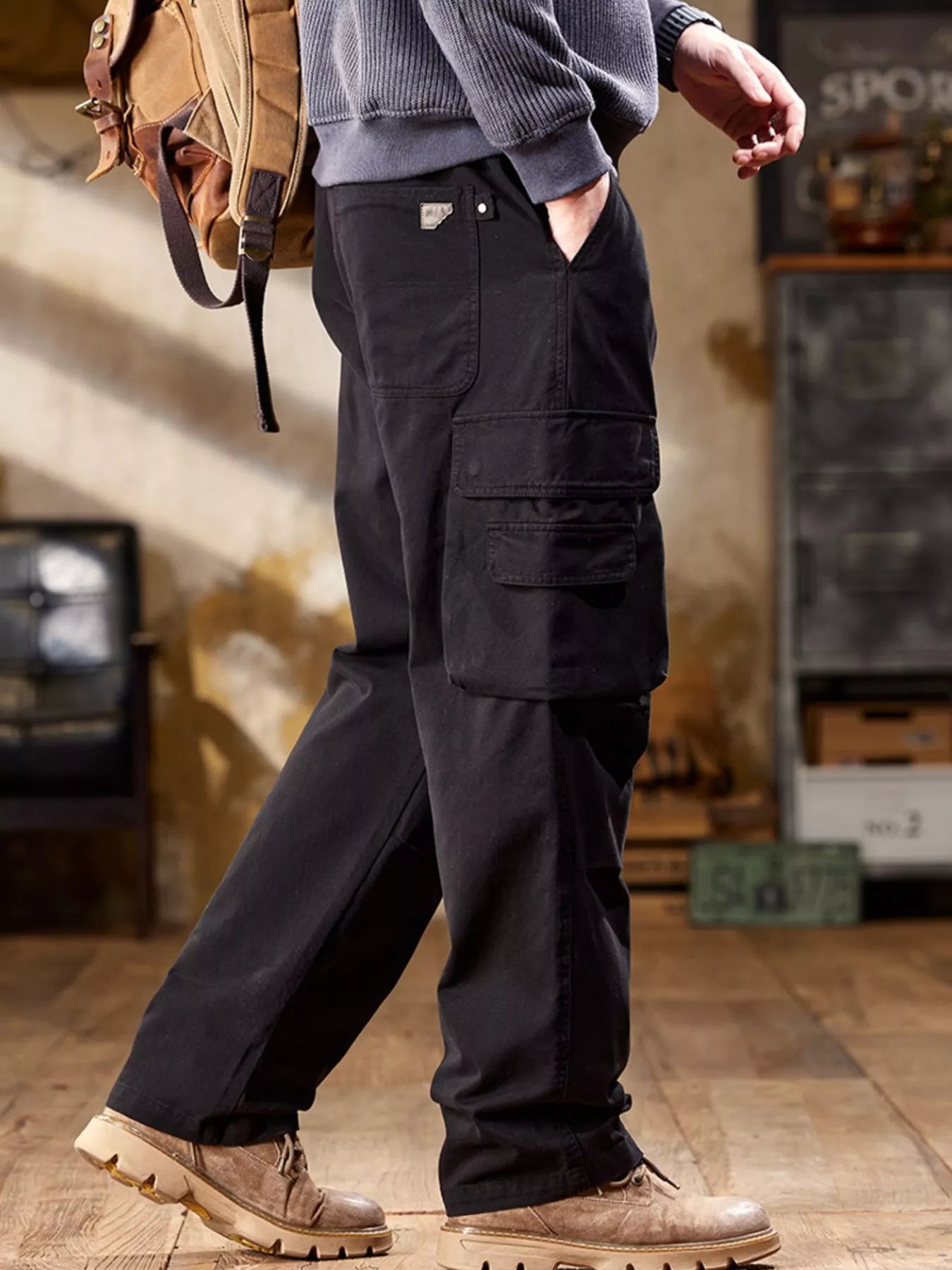 Men's Full Size Elastic Waist Cargo Pants Plus Size - PBNJ FASHIONS