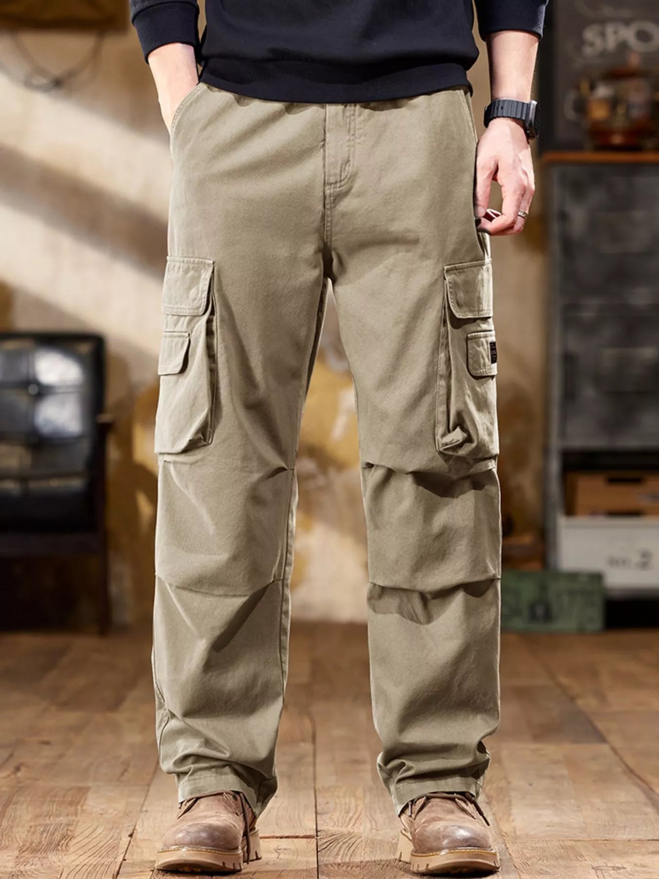 Men's Full Size Elastic Waist Cargo Pants Plus Size - PBNJ FASHIONS