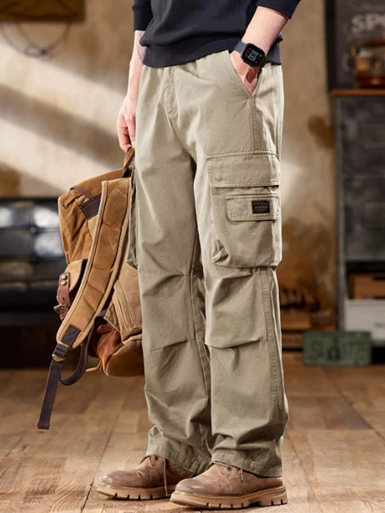 Men's Full Size Elastic Waist Cargo Pants Plus Size - PBNJ FASHIONS