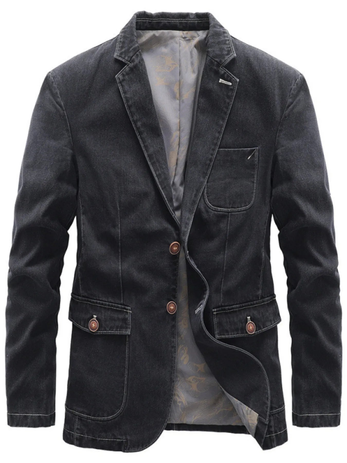 Men's Full Size Lapel Collar Long Sleeve Blazer Plus Size - PBNJ FASHIONS