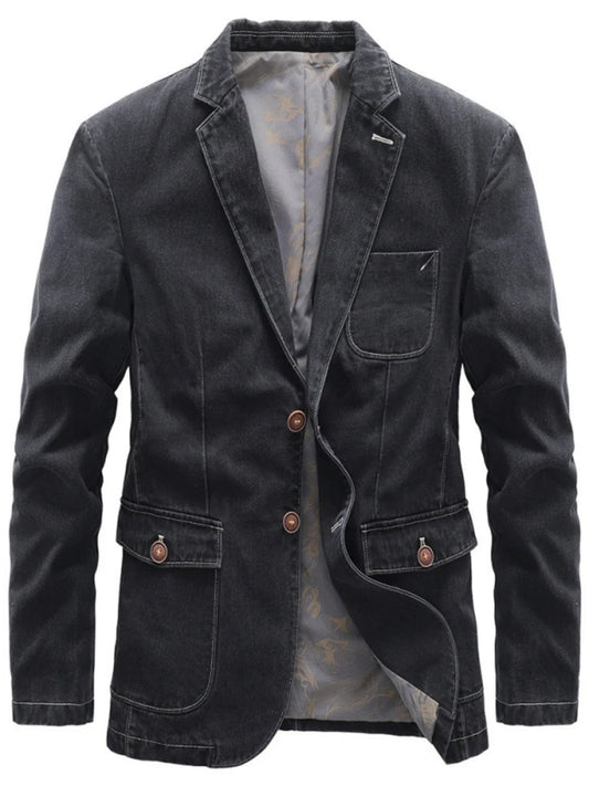 Men's Full Size Lapel Collar Long Sleeve Blazer Plus Size - PBNJ FASHIONS