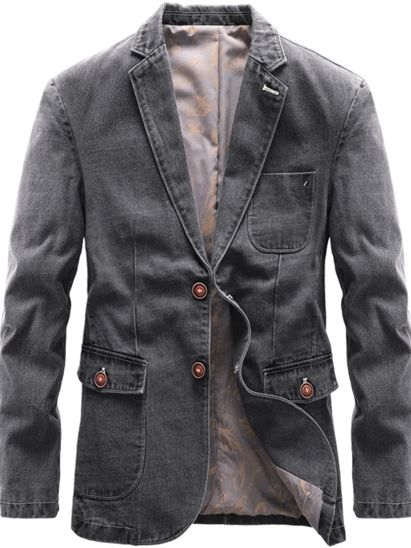 Men's Full Size Lapel Collar Long Sleeve Blazer Plus Size - PBNJ FASHIONS