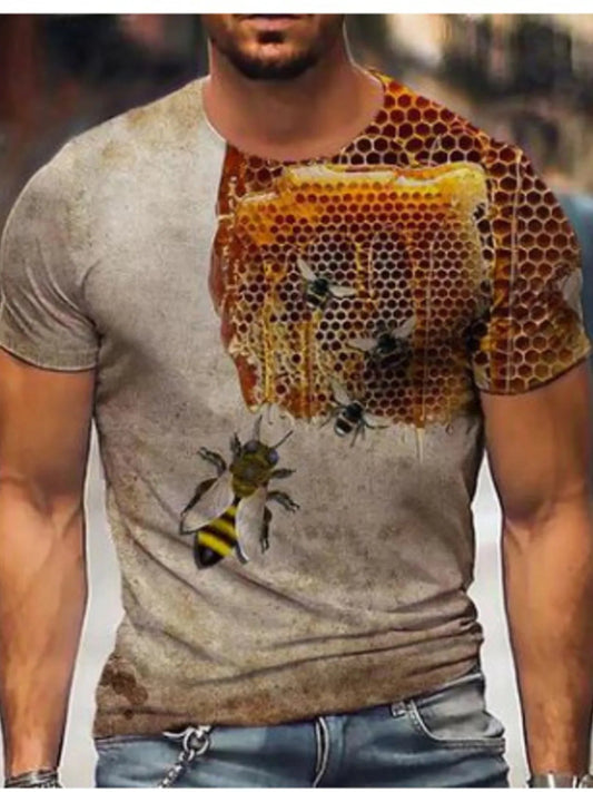 Men's Full Size Printed Round Neck T-Shirt Plus Size - PBNJ FASHIONS
