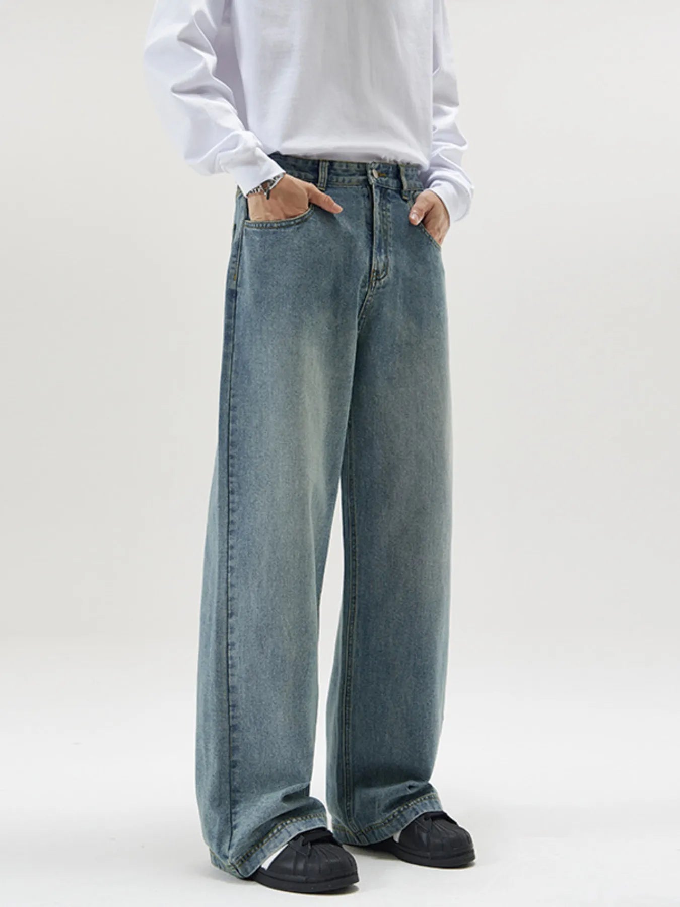 Men's Full Size Vintage Wash Wide Leg Jeans Plus Size - PBNJ FASHIONS
