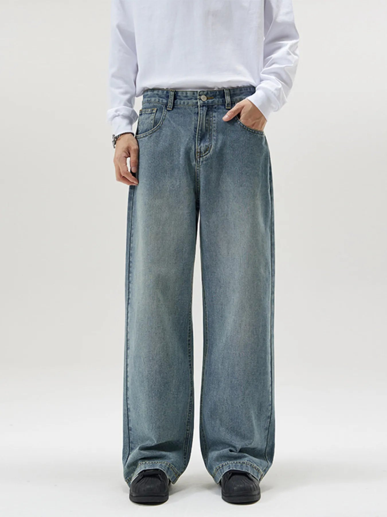 Men's Full Size Vintage Wash Wide Leg Jeans Plus Size - PBNJ FASHIONS