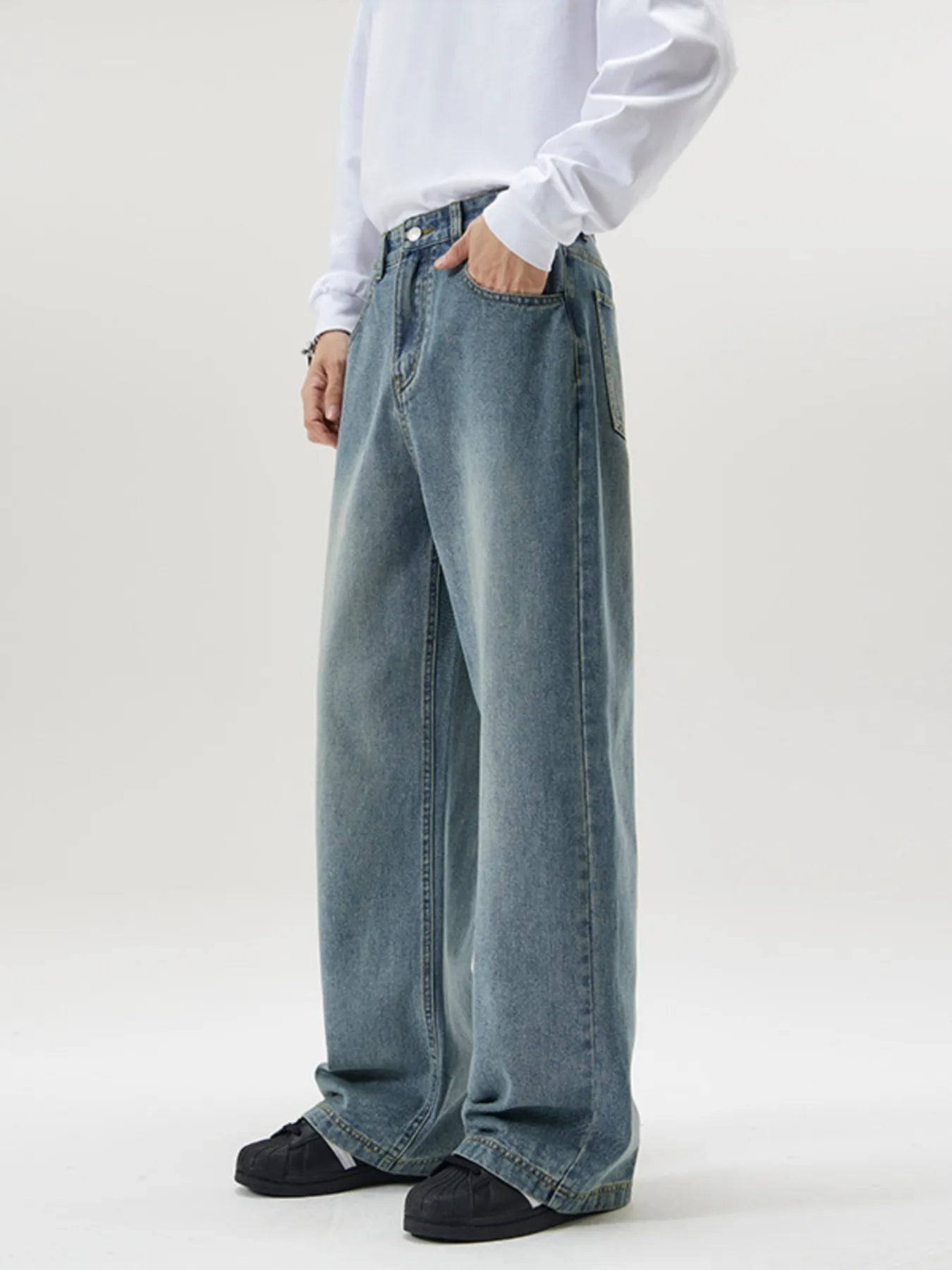 Men's Full Size Vintage Wash Wide Leg Jeans Plus Size - PBNJ FASHIONS