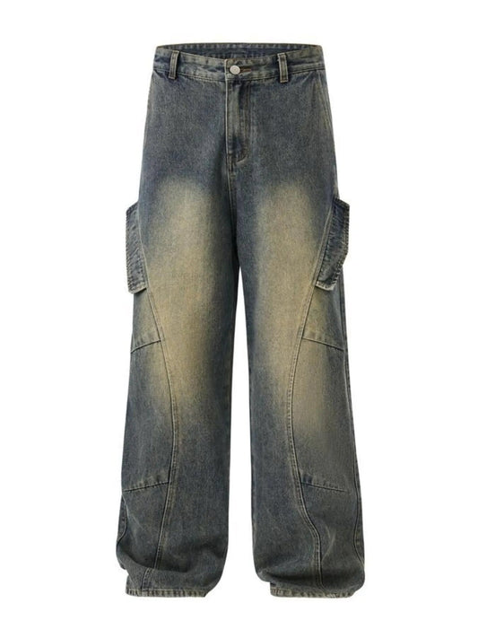 Men's Full Size Washed Cargo Wide Leg Jeans Plus Size - PBNJ FASHIONS