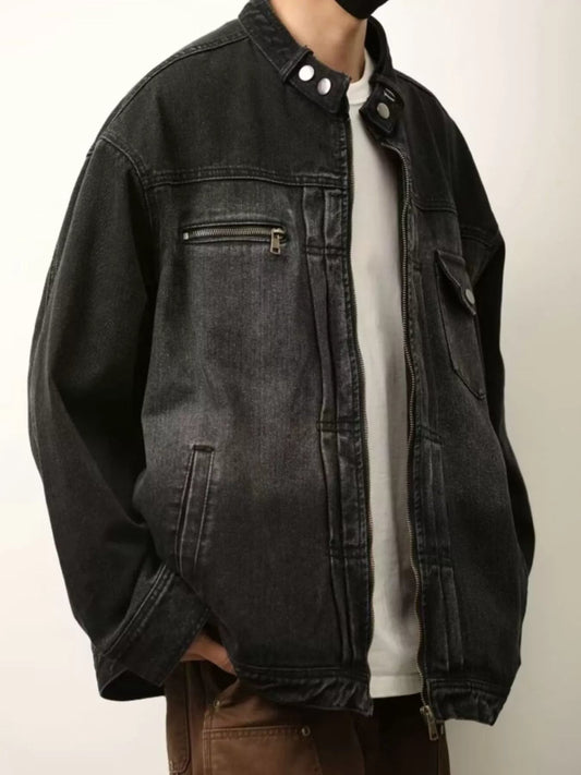 Men's Full Size Washed Zip Up Denim Jacket Plus Size - PBNJ FASHIONS