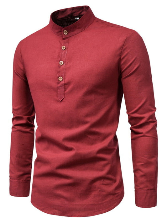 Men's Plus Size Button Detail Long Sleeve Shirt - PBNJ FASHIONS
