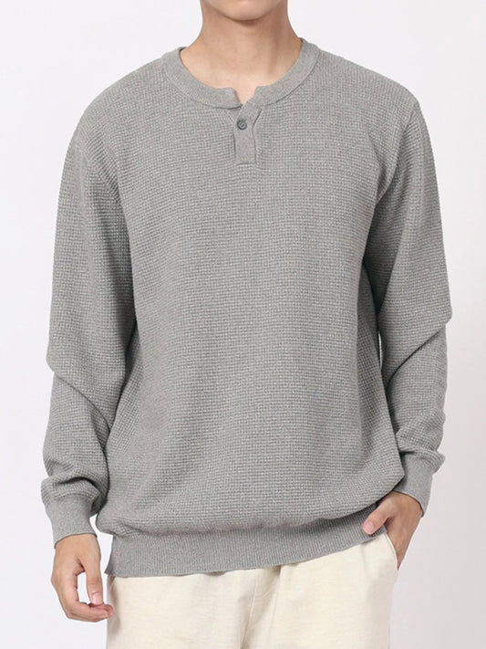 Men's Plus Size Button Detail Waffle Knit Top - PBNJ FASHIONS