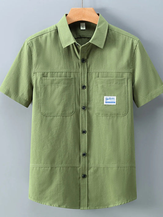 Men's Plus Size Button Up Short-Sleeve Shirt - PBNJ FASHIONS