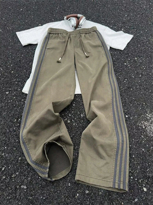 Men's Plus Size Casual Striped Wide-Leg Pants - PBNJ FASHIONS