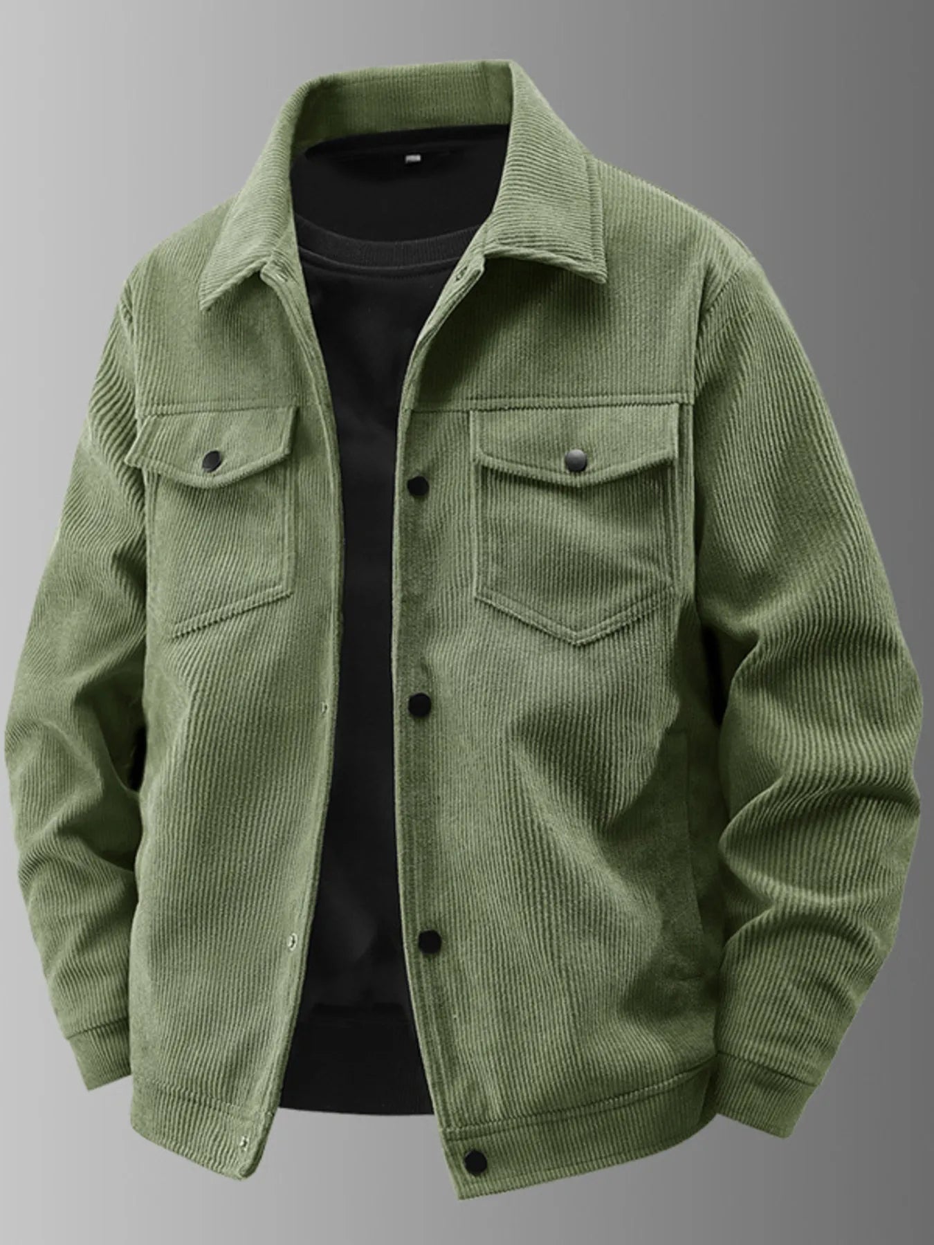 Men's Plus Size Corduroy Button - Up Jacket with Chest Pockets - PBNJ FASHIONS