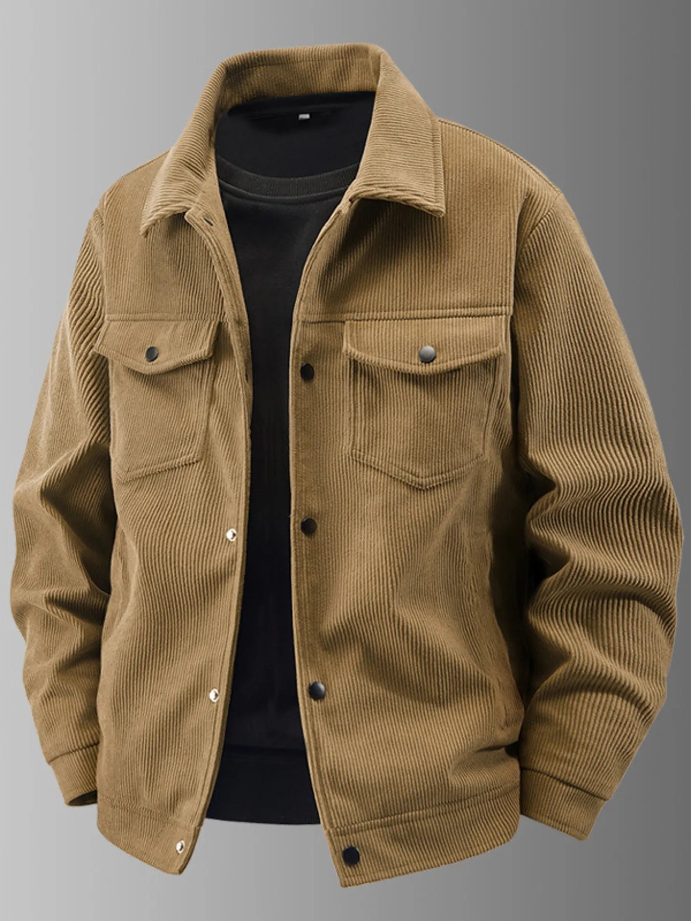 Men's Plus Size Corduroy Button - Up Jacket with Chest Pockets - PBNJ FASHIONS