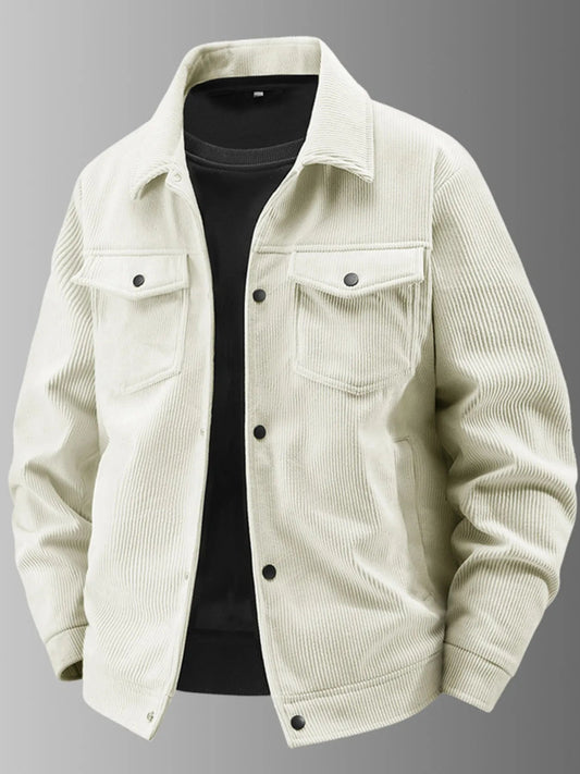 Men's Plus Size Corduroy Button - Up Jacket with Chest Pockets - PBNJ FASHIONS