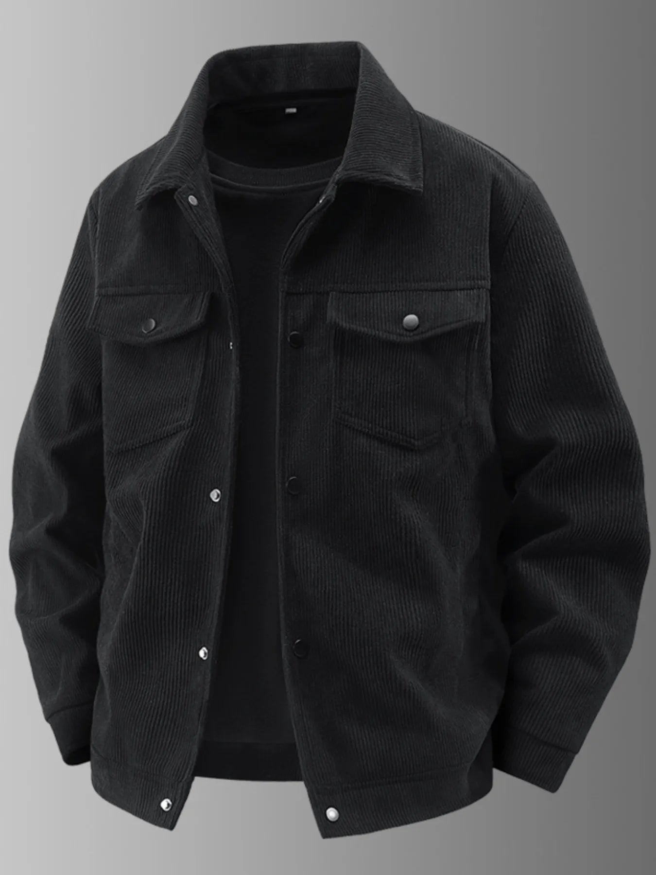 Men's Plus Size Corduroy Button - Up Jacket with Chest Pockets - PBNJ FASHIONS