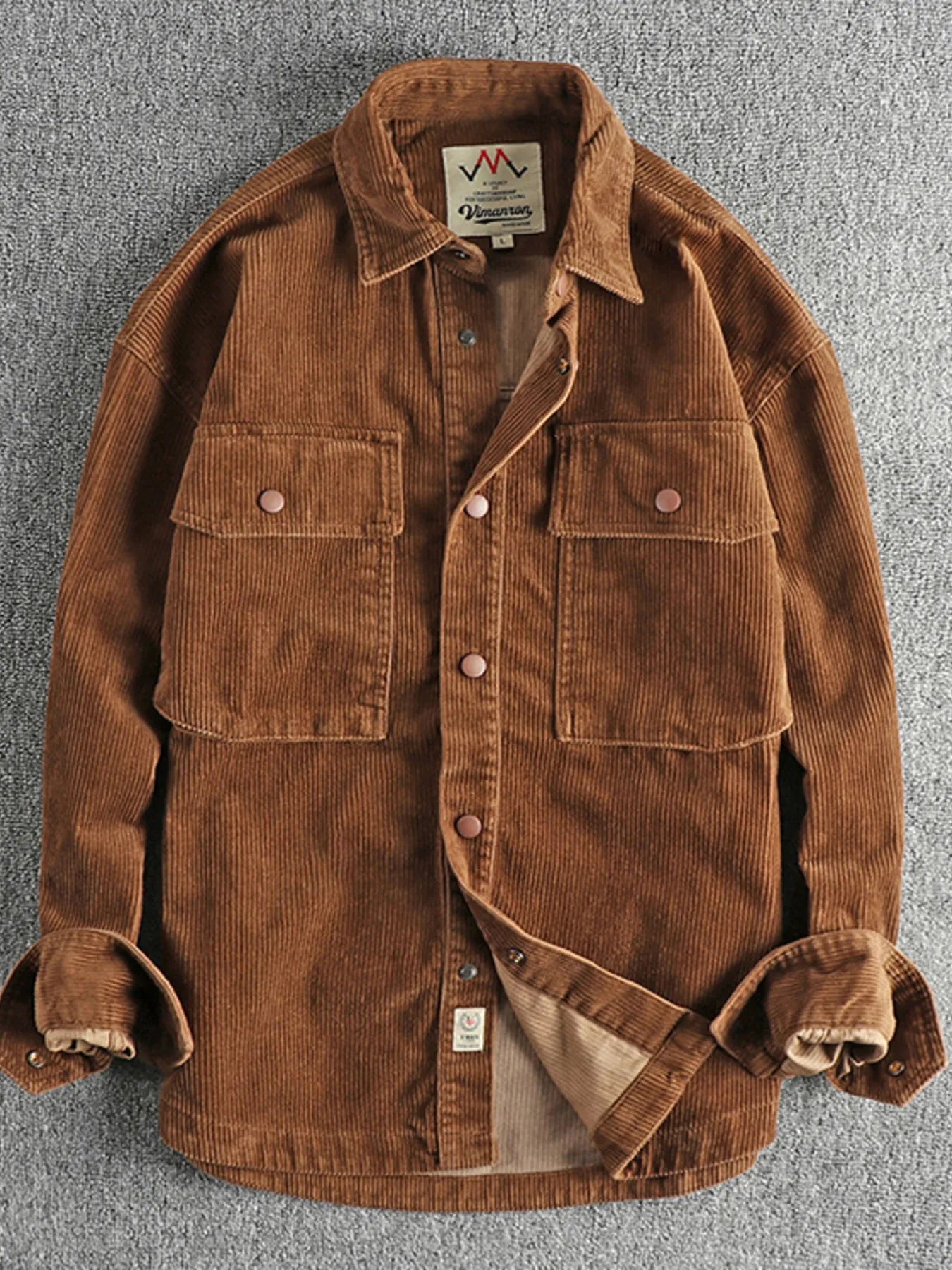 Men's Plus Size Corduroy Button Up Long Sleeve Jacket - PBNJ FASHIONS