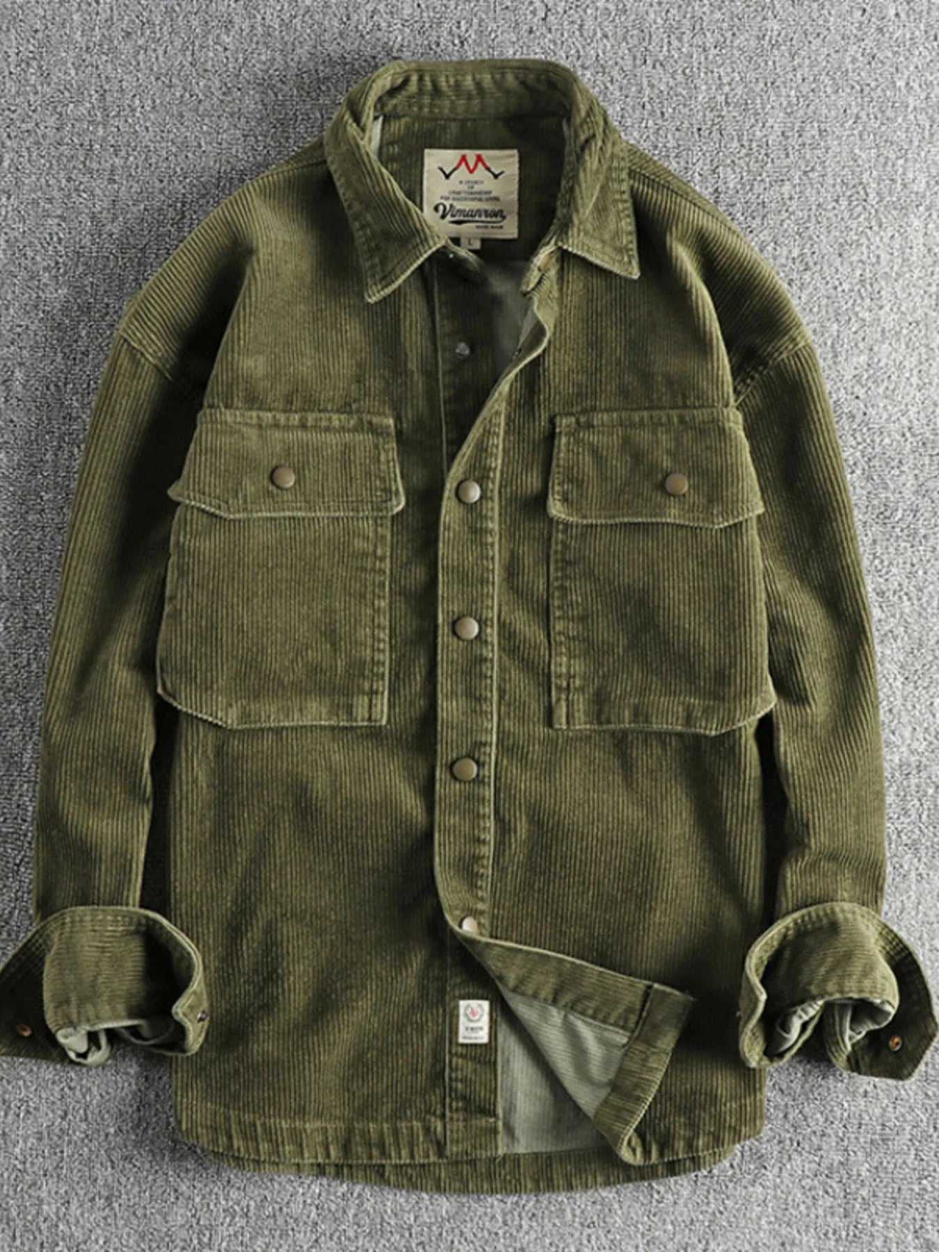 Men's Plus Size Corduroy Button Up Long Sleeve Jacket - PBNJ FASHIONS