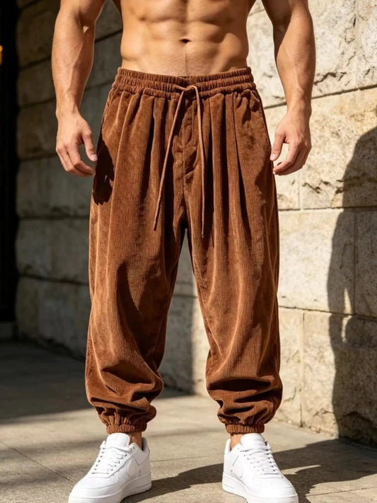 Men's Plus Size Corduroy Loose-Fit Joggers - PBNJ FASHIONS