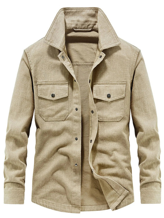 Men's Plus Size Dual Chest Pockets Shacket - PBNJ FASHIONS