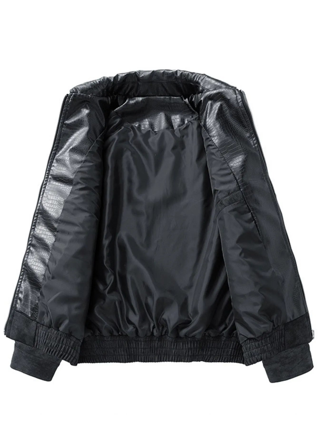 Men's Plus Size Leather Bomber Jacket with Full Zip Front - PBNJ FASHIONS