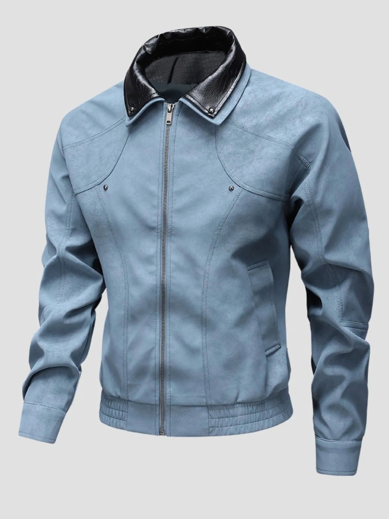 Men's Plus Size Leather Bomber Jacket with Full Zip Front - PBNJ FASHIONS