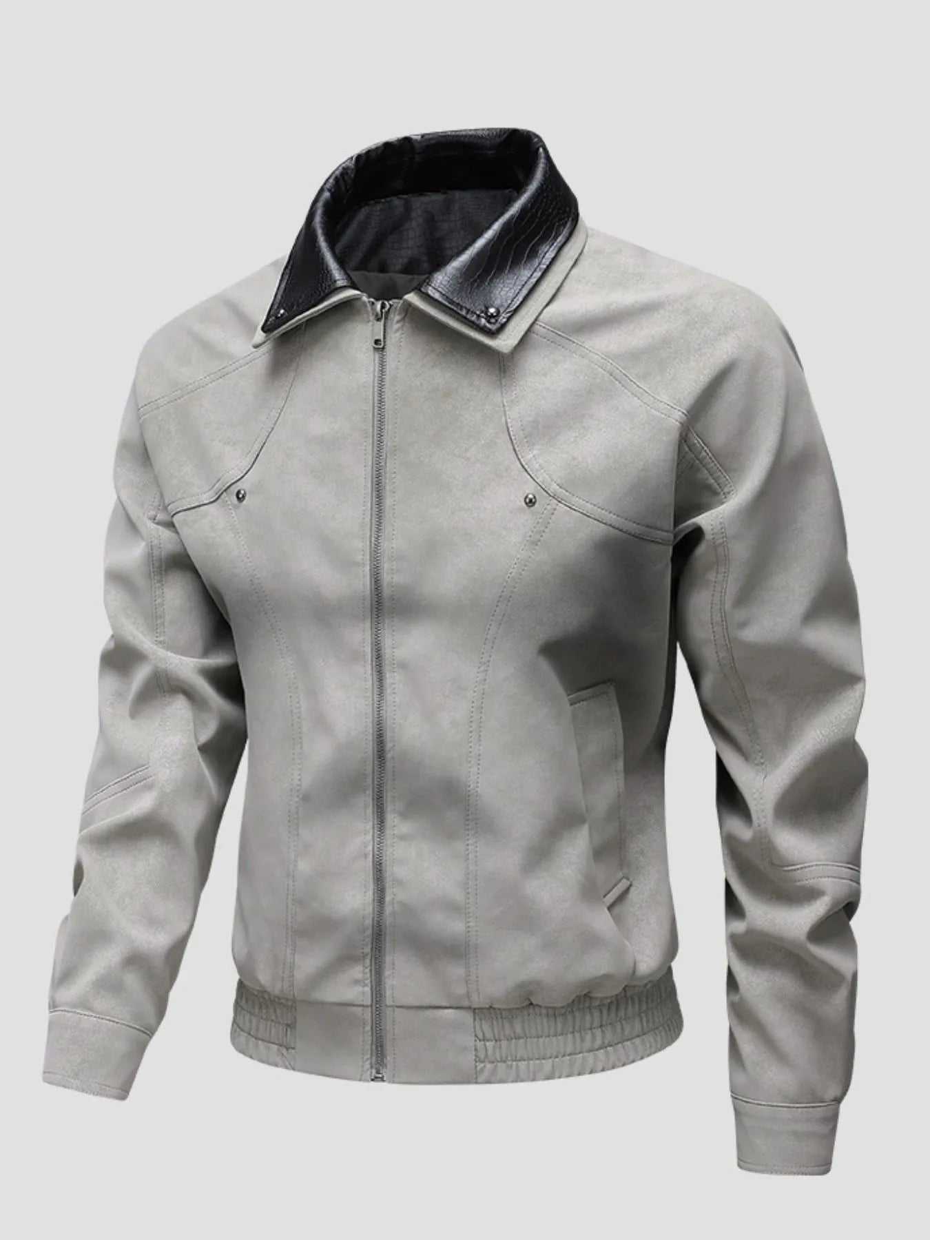 Men's Plus Size Leather Bomber Jacket with Full Zip Front - PBNJ FASHIONS