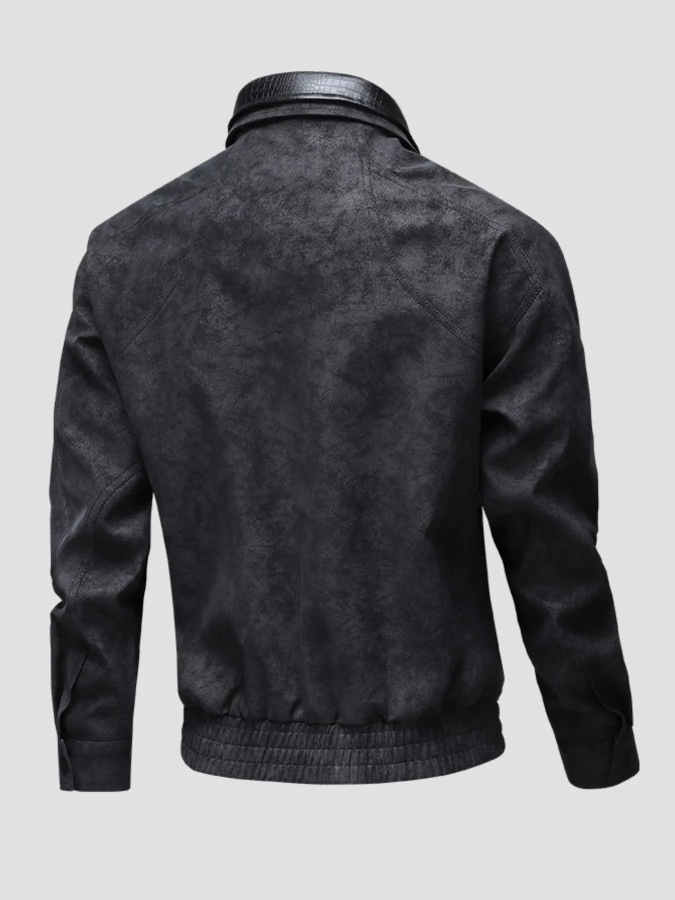 Men's Plus Size Leather Bomber Jacket with Full Zip Front - PBNJ FASHIONS
