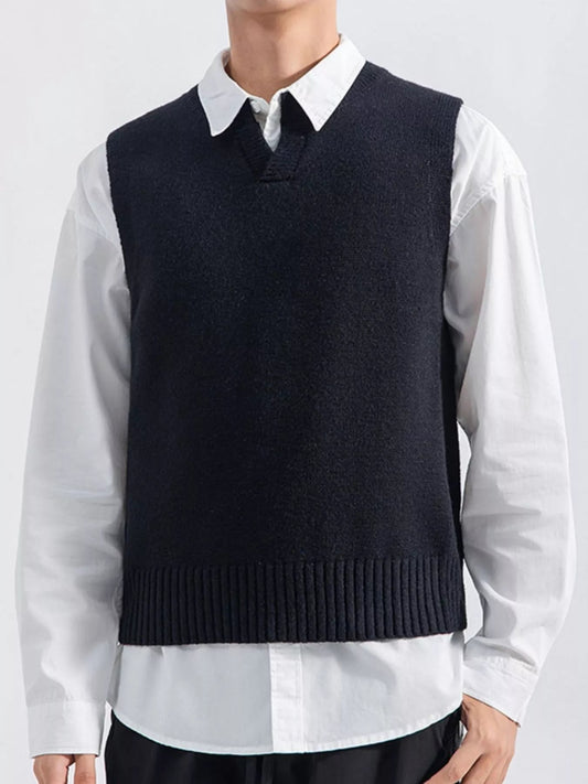 Men's Plus Size Ribbed Hem Sweater Vest - PBNJ FASHIONS