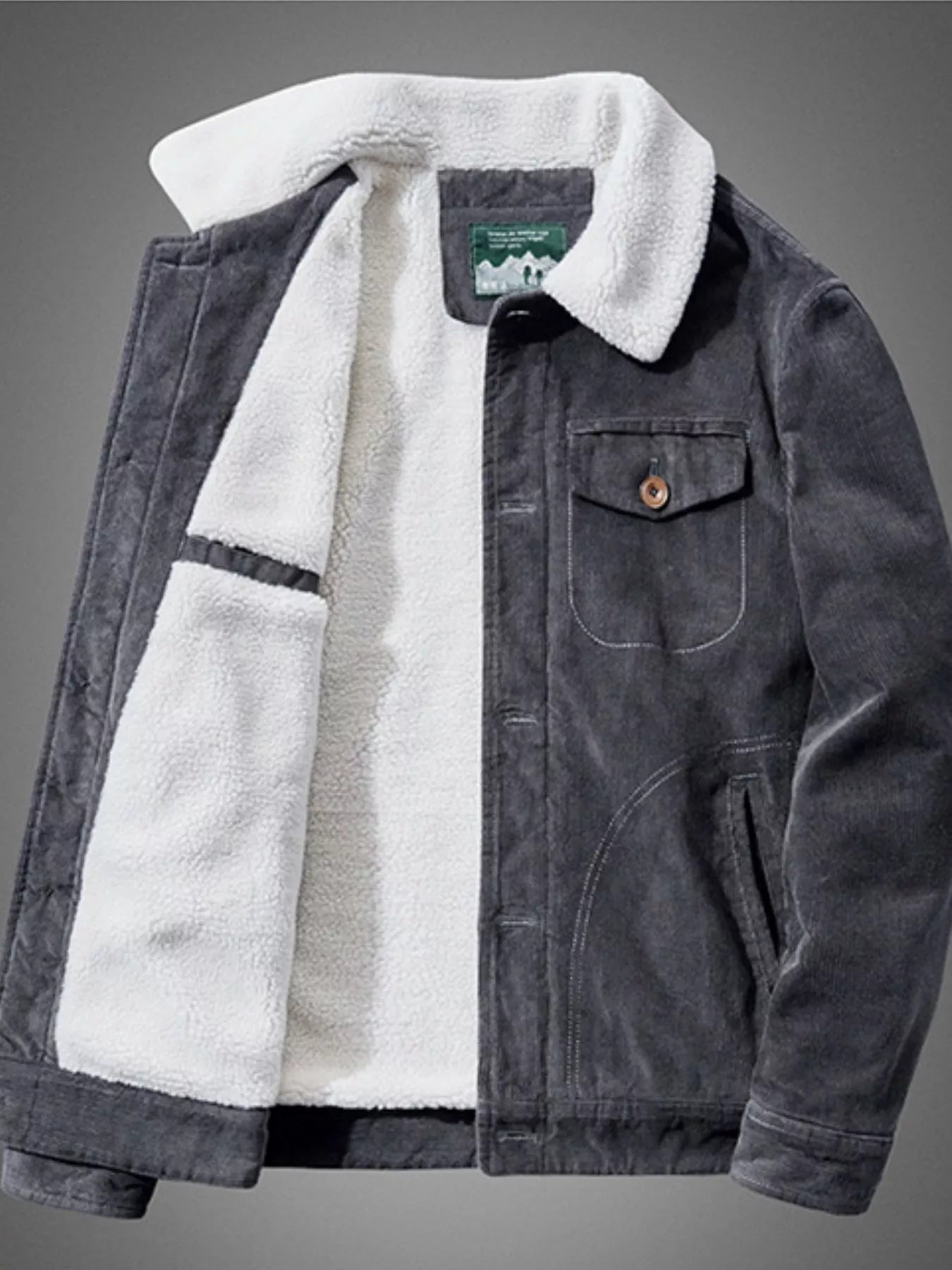 Men's Plus Size Sherpa Corduroy Button Up Jacket - PBNJ FASHIONS