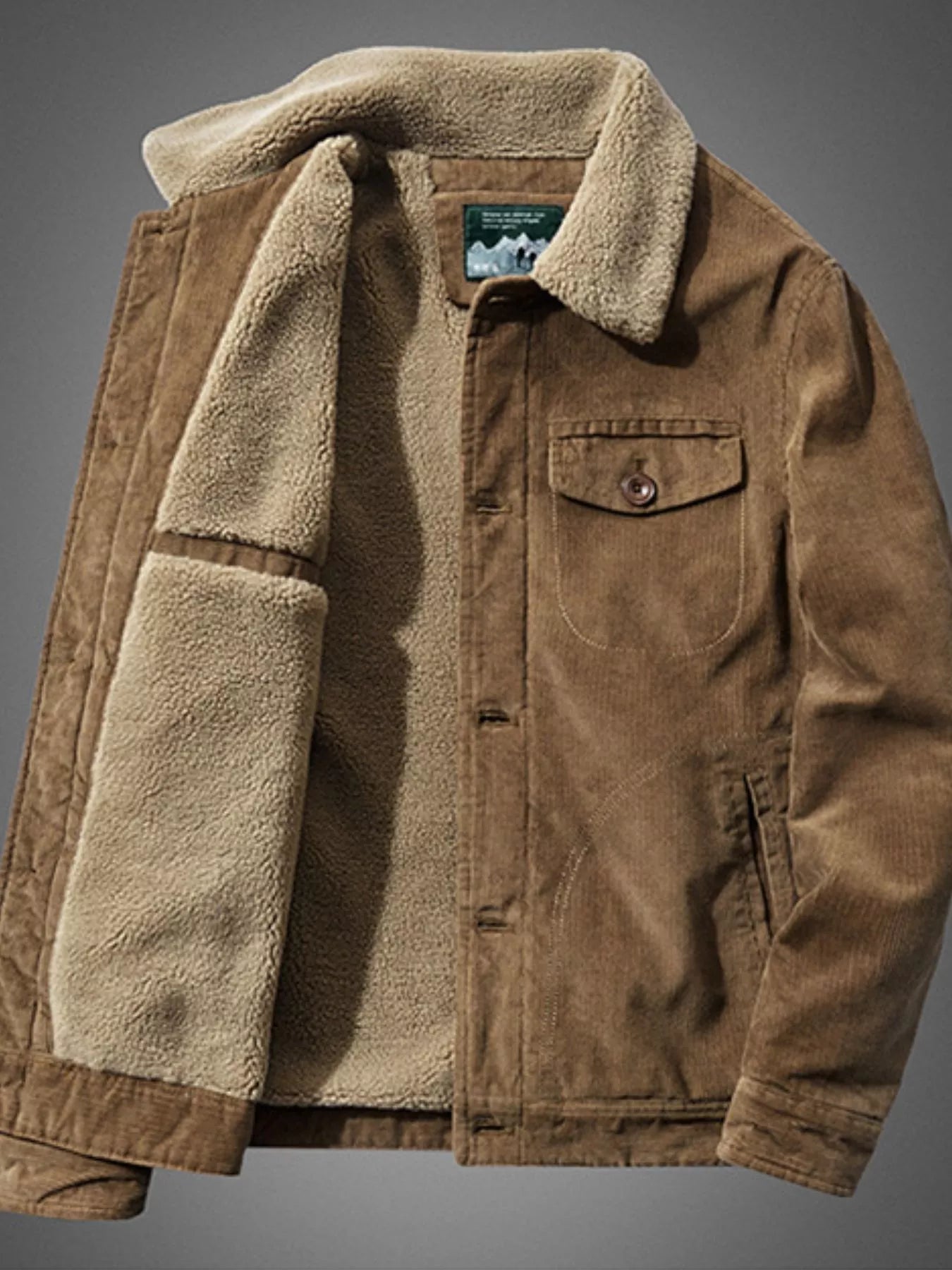 Men's Plus Size Sherpa Corduroy Button Up Jacket - PBNJ FASHIONS
