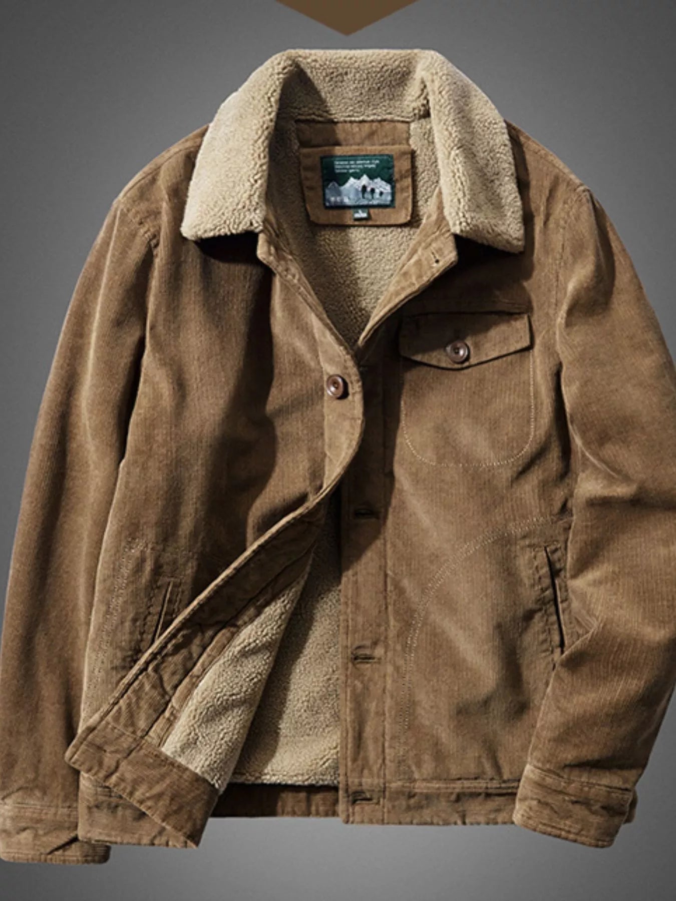 Men's Plus Size Sherpa Corduroy Button Up Jacket - PBNJ FASHIONS