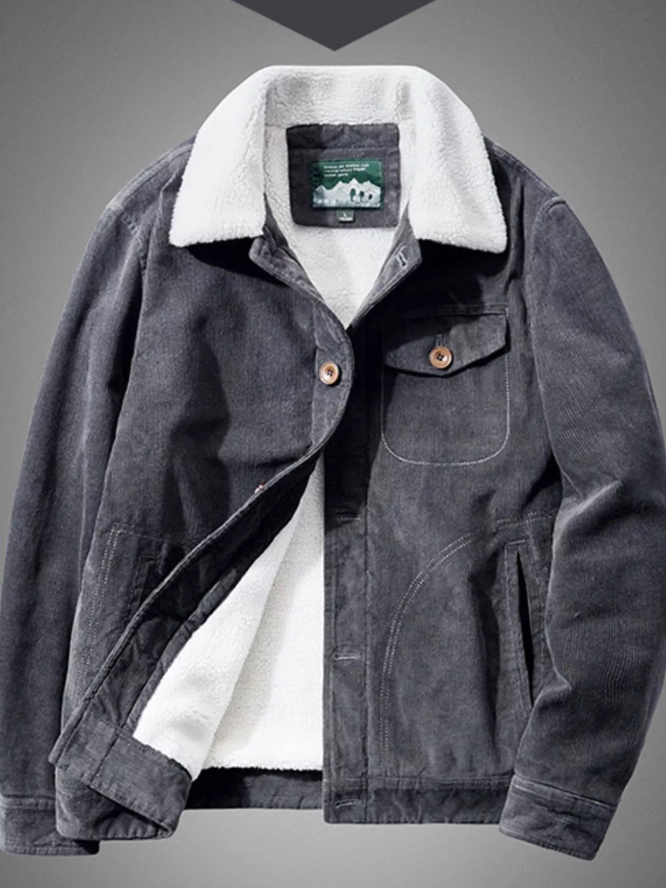 Men's Plus Size Sherpa Corduroy Button Up Jacket - PBNJ FASHIONS