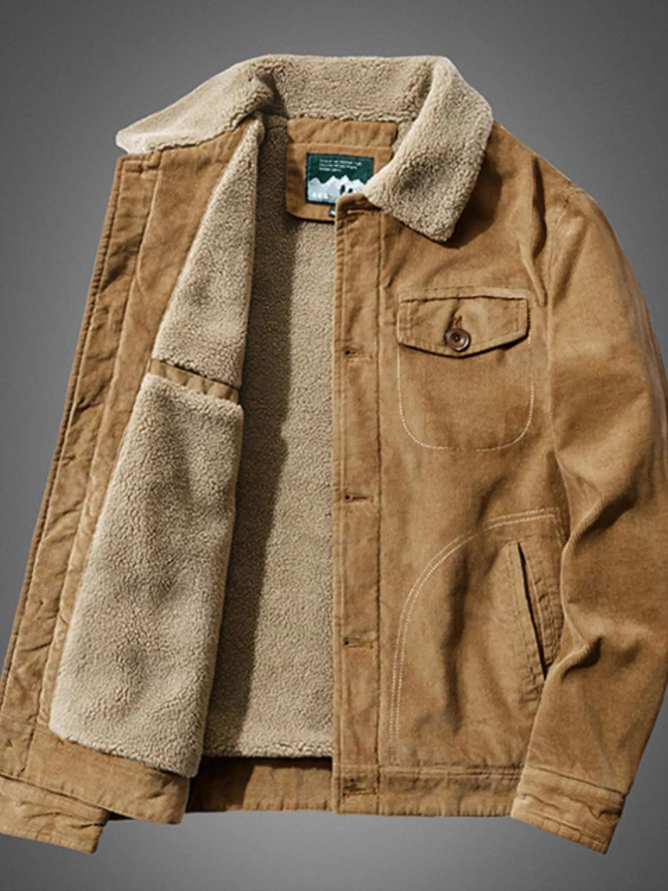 Men's Plus Size Sherpa Corduroy Button Up Jacket - PBNJ FASHIONS