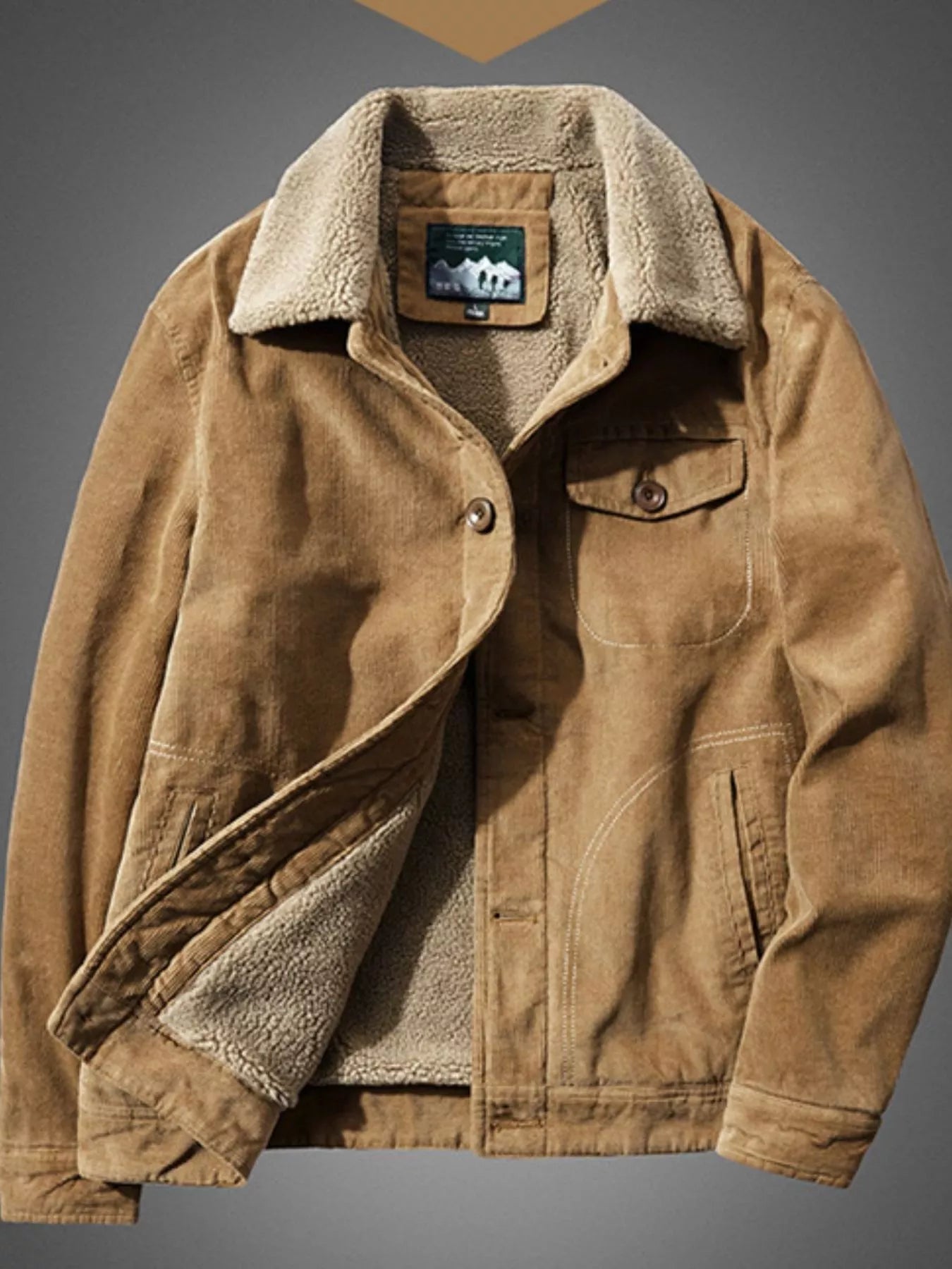 Men's Plus Size Sherpa Corduroy Button Up Jacket - PBNJ FASHIONS