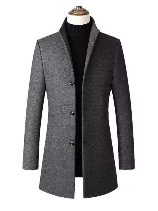 Men's Plus Size Slim Fit Stand Collar Overcoat - PBNJ FASHIONS