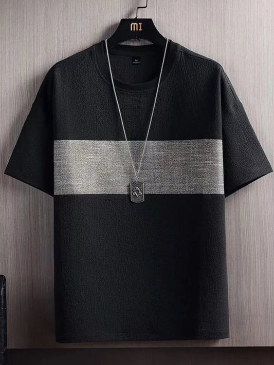 Men's Plus Size Textured Round Neck T-Shirt - PBNJ FASHIONS
