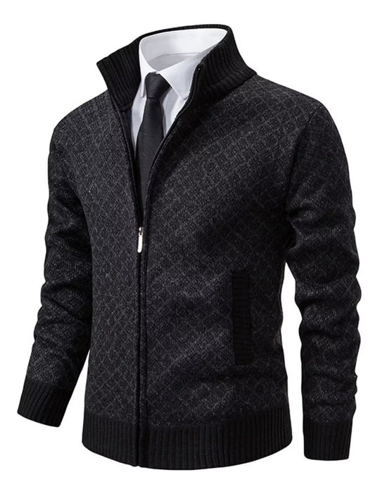 Men's Plus Size Textured Zip-Up Cardigan - PBNJ FASHIONS