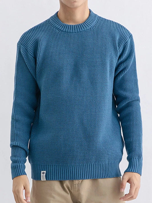 Men's Plus Size Waffle Knit Crew Neck Sweater - PBNJ FASHIONS