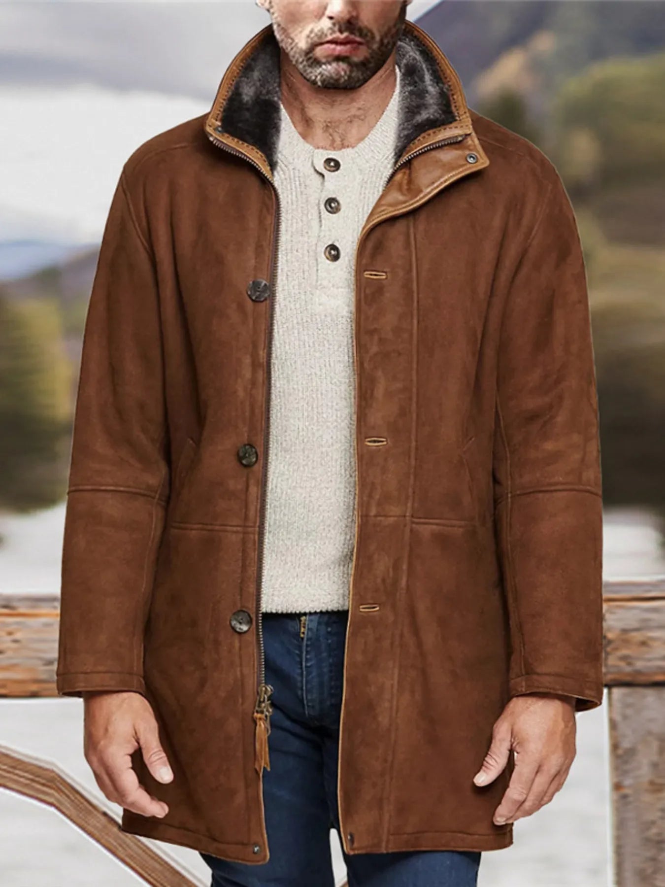 Men's Plus Size Zip Up Long Sleeve Coat - PBNJ FASHIONS