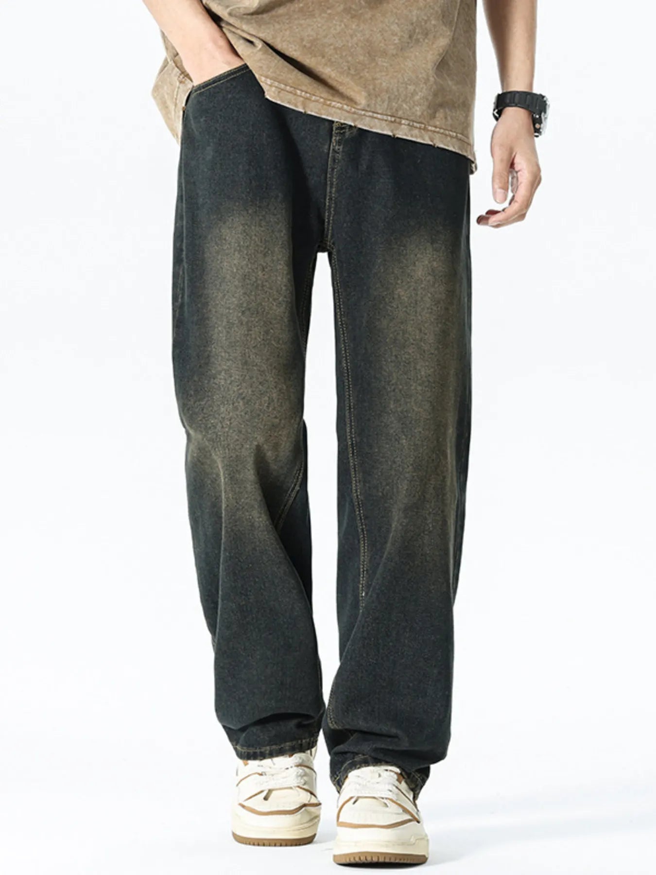 Men's Relaxed Fit Washed Jeans - PBNJ FASHIONS