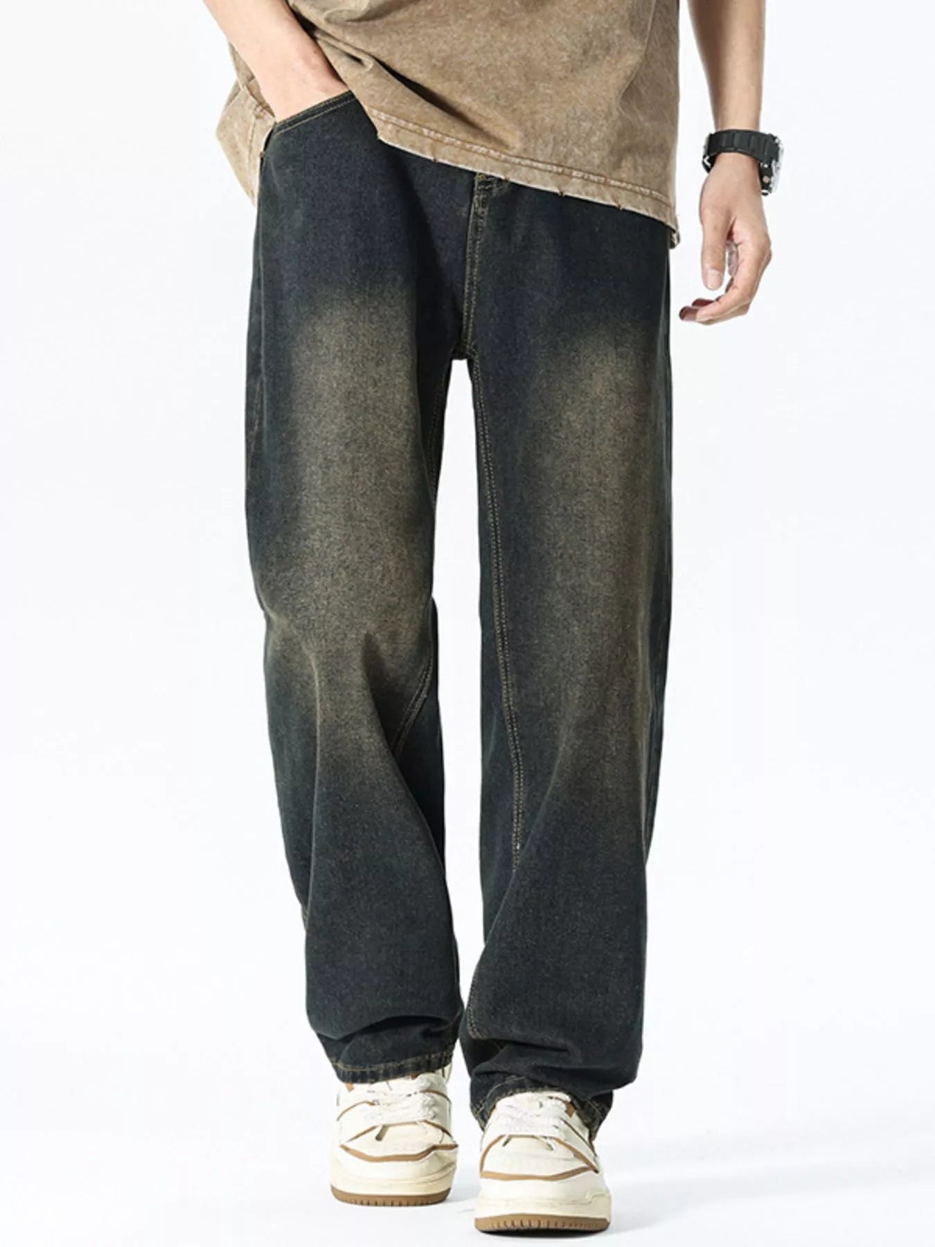 Men's Relaxed Fit Washed Jeans - PBNJ FASHIONS