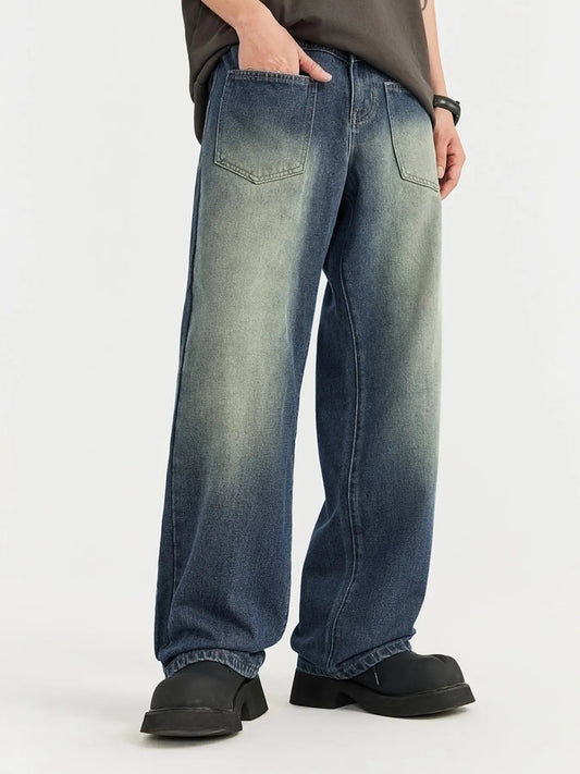 Men's Vintage Wash Wide Leg Jeans - PBNJ FASHIONS
