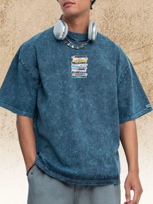 Men's Vintage Washed Cassette Tape Graphic T-Shirt - PBNJ FASHIONS