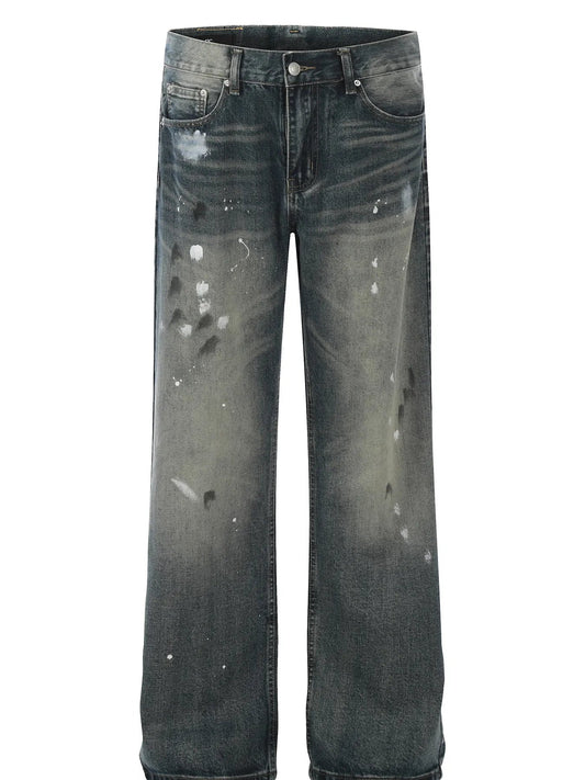 Men's Vintage Washed Paint Splatter Jeans - PBNJ FASHIONS